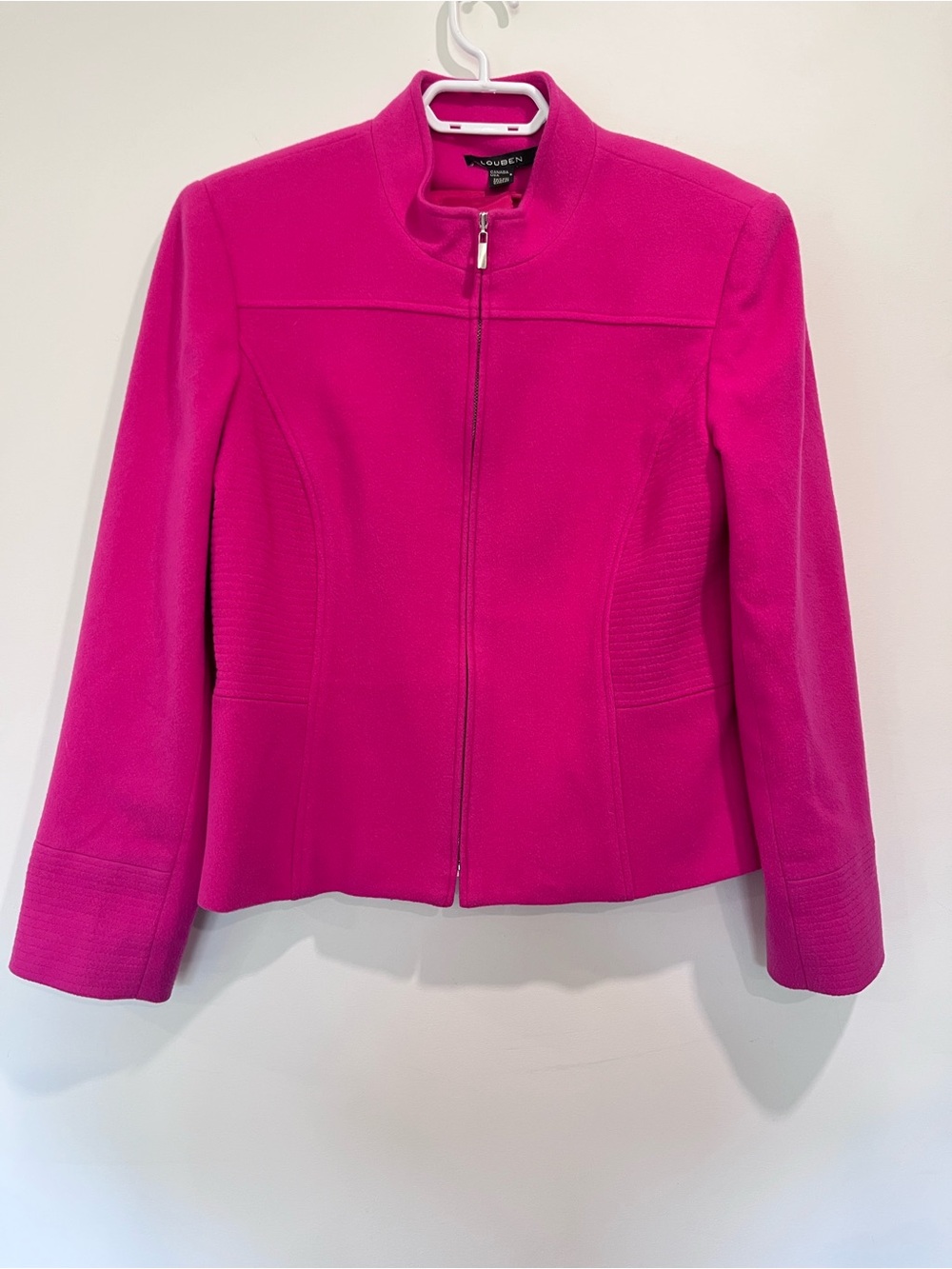 Vintage Louben Pink Wool Cashmere Zip Front Jacket Size 8 Made in Canada